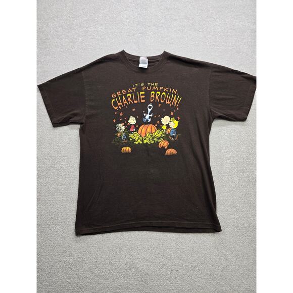 Vintage Its The Great Pumpkin Charlie Brown Pumpkin T Shirt Men's Size Large - Picture 1 of 6